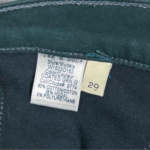 RAG & BONE | The Legging Skinny Leg Stretch Color Jeans in ‘Coated Green Gables’ - Picture 10 of 11